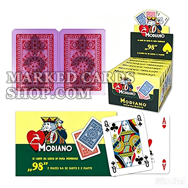Modiano nr. 98 gemarkeerde speelkaarten met pokerformaat 4-pip-index